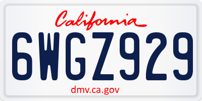 CA license plate 6WGZ929
