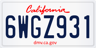 CA license plate 6WGZ931
