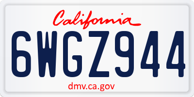 CA license plate 6WGZ944