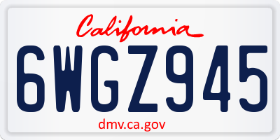 CA license plate 6WGZ945