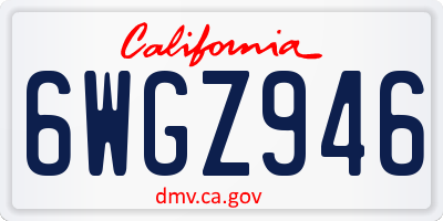 CA license plate 6WGZ946