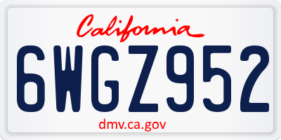 CA license plate 6WGZ952