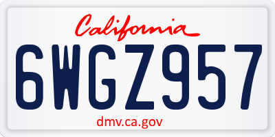 CA license plate 6WGZ957