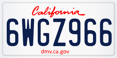 CA license plate 6WGZ966