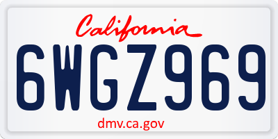 CA license plate 6WGZ969