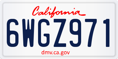 CA license plate 6WGZ971