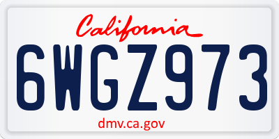 CA license plate 6WGZ973