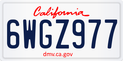 CA license plate 6WGZ977