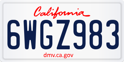 CA license plate 6WGZ983