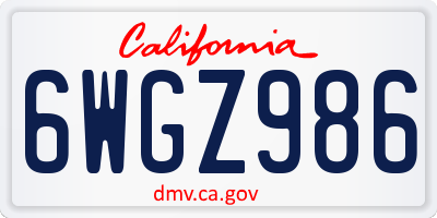 CA license plate 6WGZ986