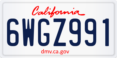 CA license plate 6WGZ991
