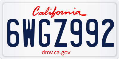 CA license plate 6WGZ992
