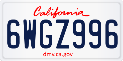 CA license plate 6WGZ996