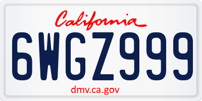 CA license plate 6WGZ999
