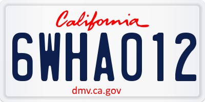CA license plate 6WHA012