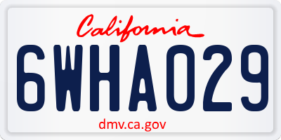 CA license plate 6WHA029