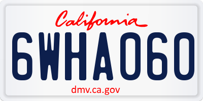 CA license plate 6WHA060