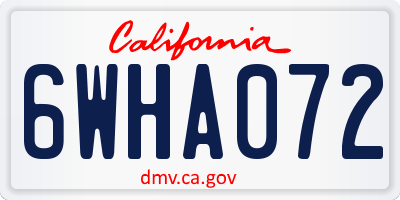 CA license plate 6WHA072