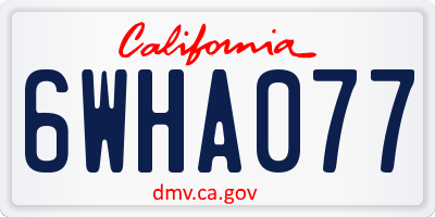 CA license plate 6WHA077