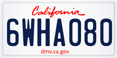 CA license plate 6WHA080