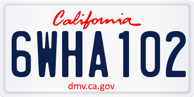 CA license plate 6WHA102