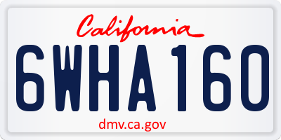 CA license plate 6WHA160