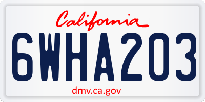 CA license plate 6WHA203
