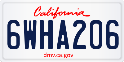 CA license plate 6WHA206