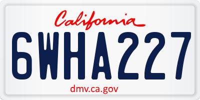 CA license plate 6WHA227