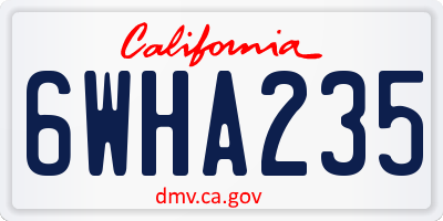 CA license plate 6WHA235