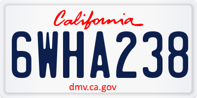 CA license plate 6WHA238