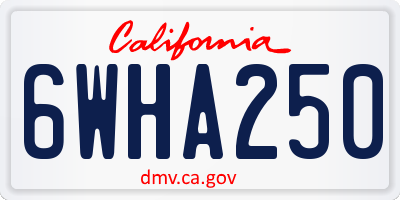 CA license plate 6WHA250