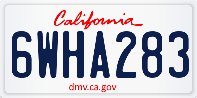 CA license plate 6WHA283