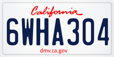 CA license plate 6WHA304