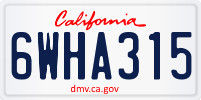 CA license plate 6WHA315