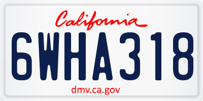 CA license plate 6WHA318