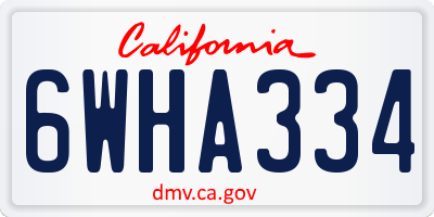 CA license plate 6WHA334