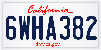 CA license plate 6WHA382