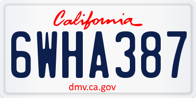 CA license plate 6WHA387