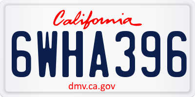 CA license plate 6WHA396