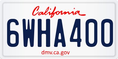 CA license plate 6WHA400