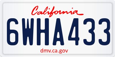 CA license plate 6WHA433