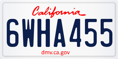 CA license plate 6WHA455