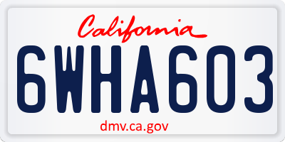 CA license plate 6WHA603