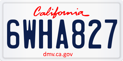 CA license plate 6WHA827