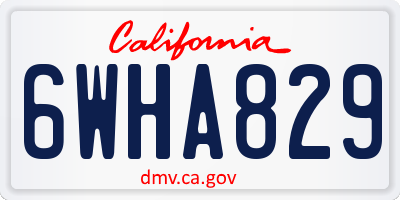CA license plate 6WHA829