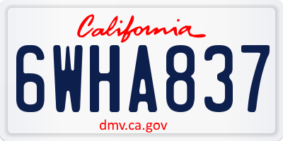 CA license plate 6WHA837