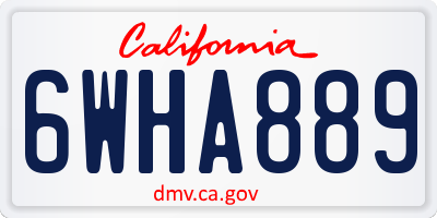 CA license plate 6WHA889