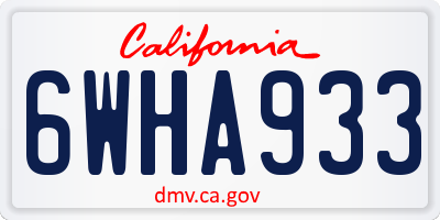 CA license plate 6WHA933