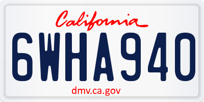 CA license plate 6WHA940